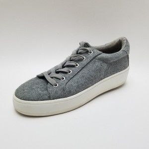Steve Madden Womens 8 Bertie Platform Sneakers Felt Fabric Upper Laced Up Gray